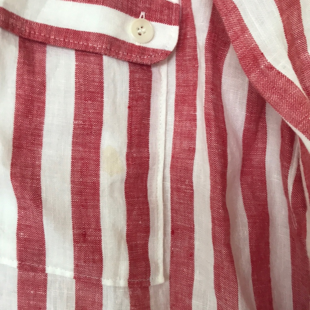 J Crew Red Striped Linen Button Down, 4T - Picture 5 of 5